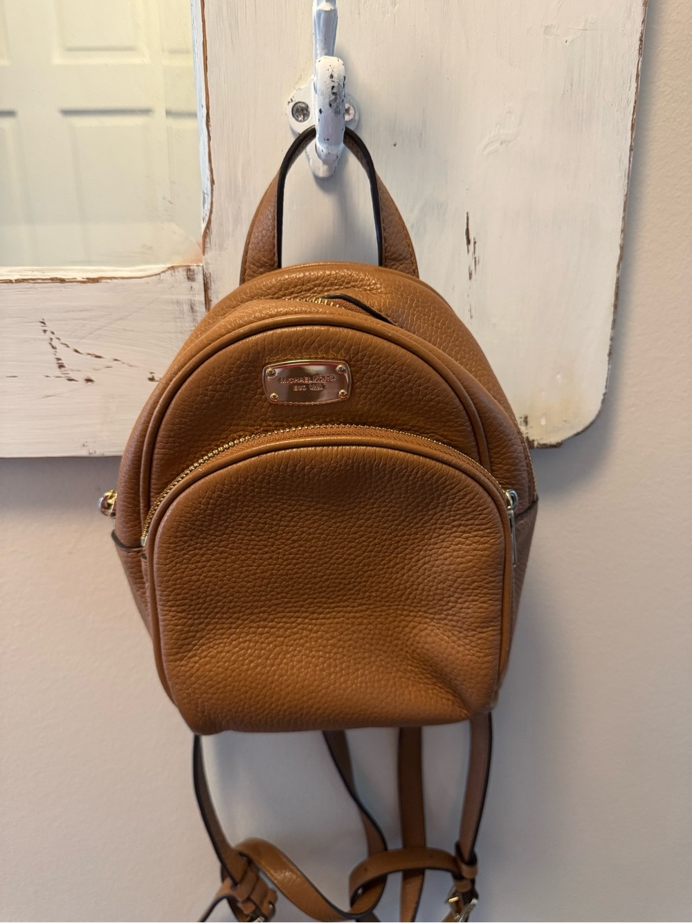 Michael Kors Cognac Pebbled Leather Mini Backpack